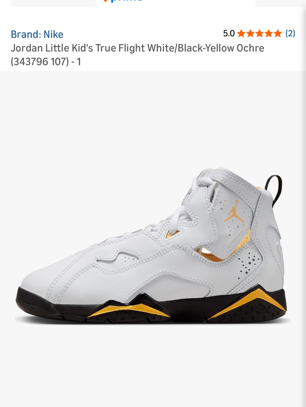 Nike Jordan True Flight White/Black-Yellow Ochre Kids Shoes Size US 6